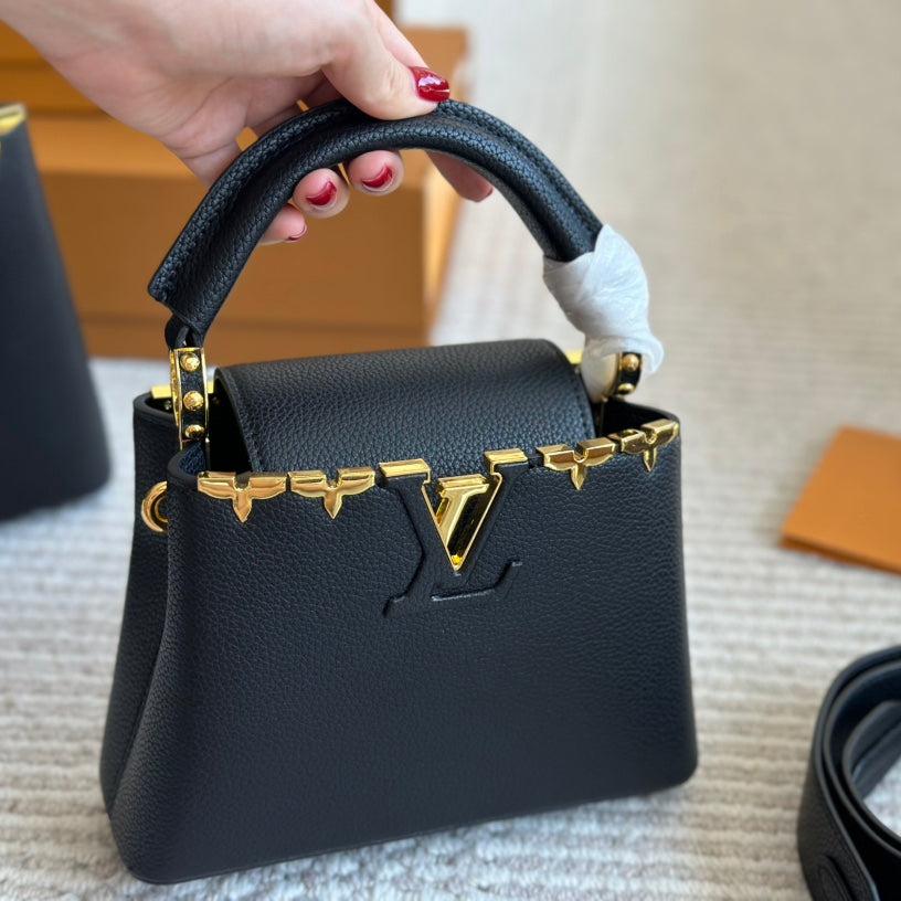 black capucines metal monogram bag black capucines metal monogram bag
