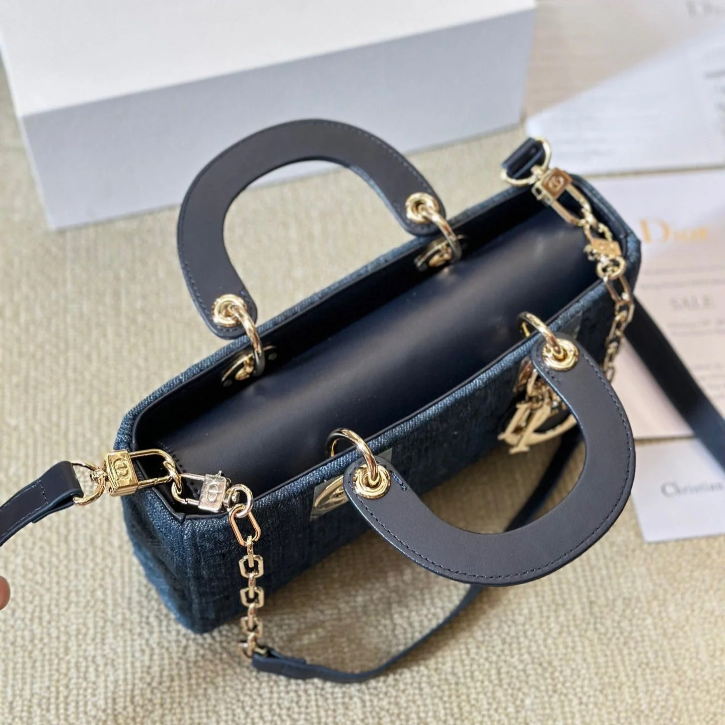 blue graphic cannage denim medium d joy bag blue graphic cannage denim medium d joy bag