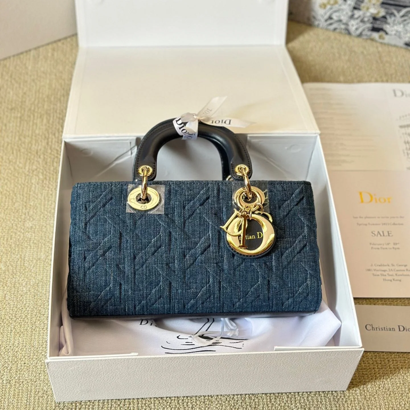 blue graphic cannage denim medium d joy bag blue graphic cannage denim medium d joy bag