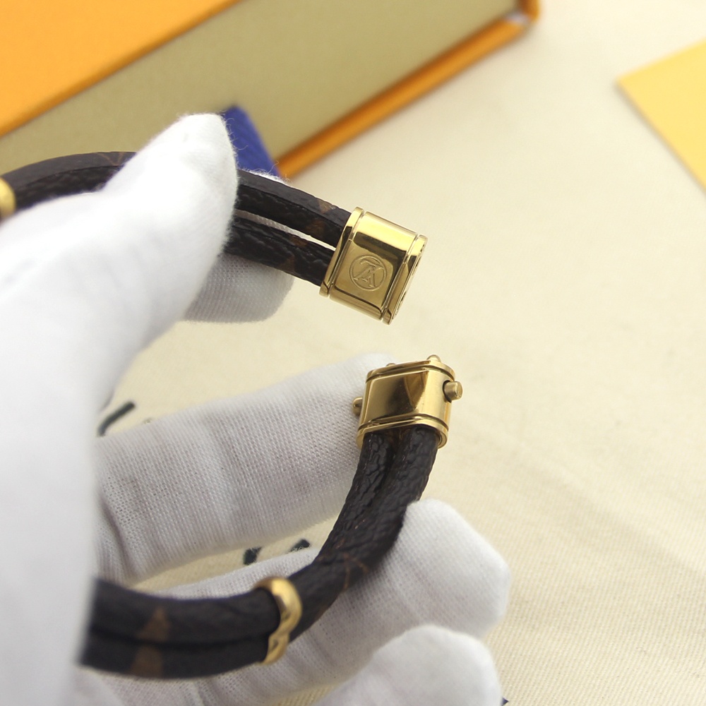 double leather monogram lock bracelet double leather monogram lock bracelet