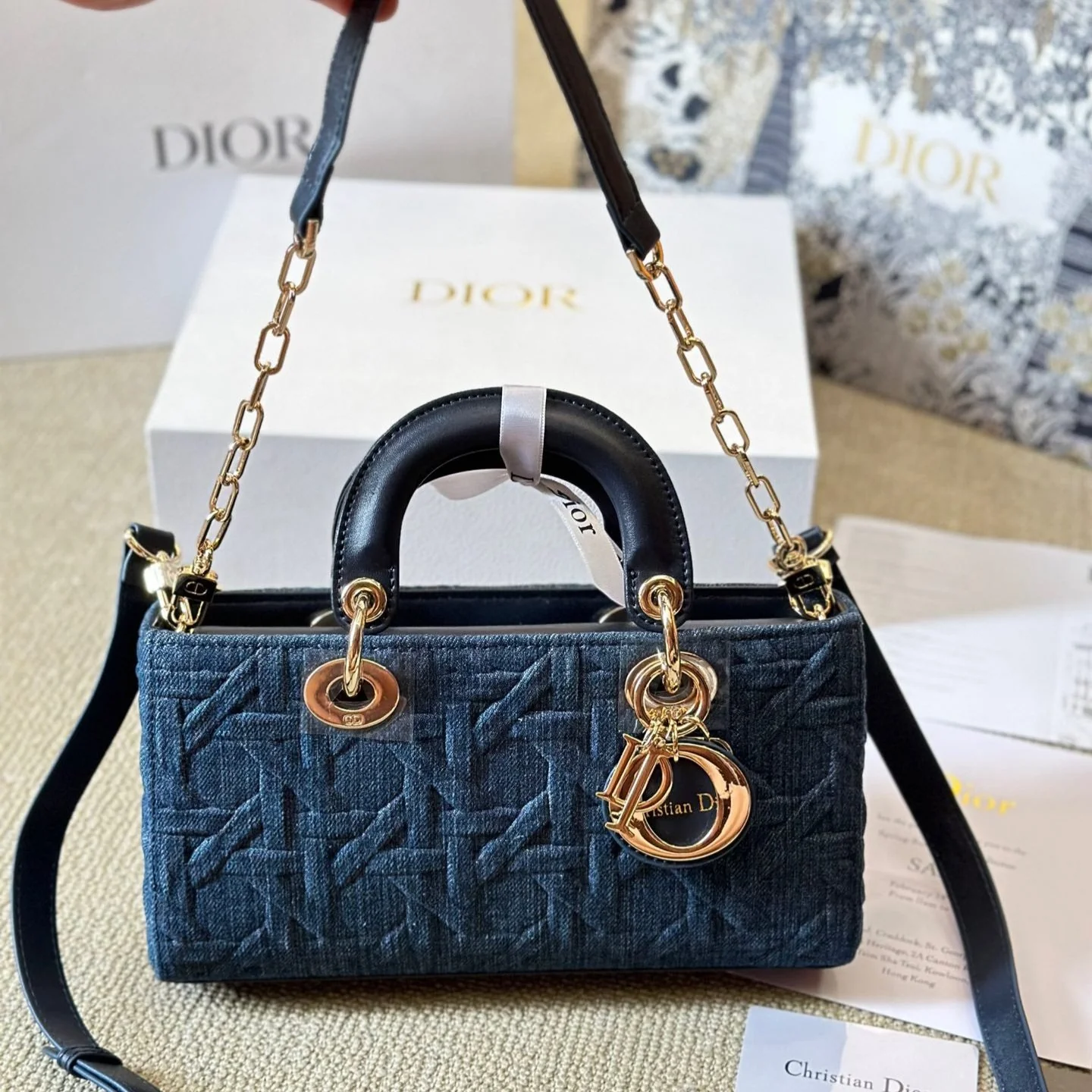 blue graphic cannage denim medium d joy bag blue graphic cannage denim medium d joy bag