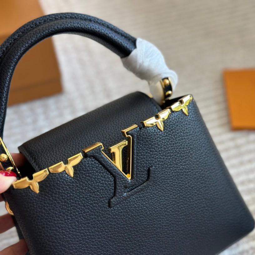 black capucines metal monogram bag black capucines metal monogram bag